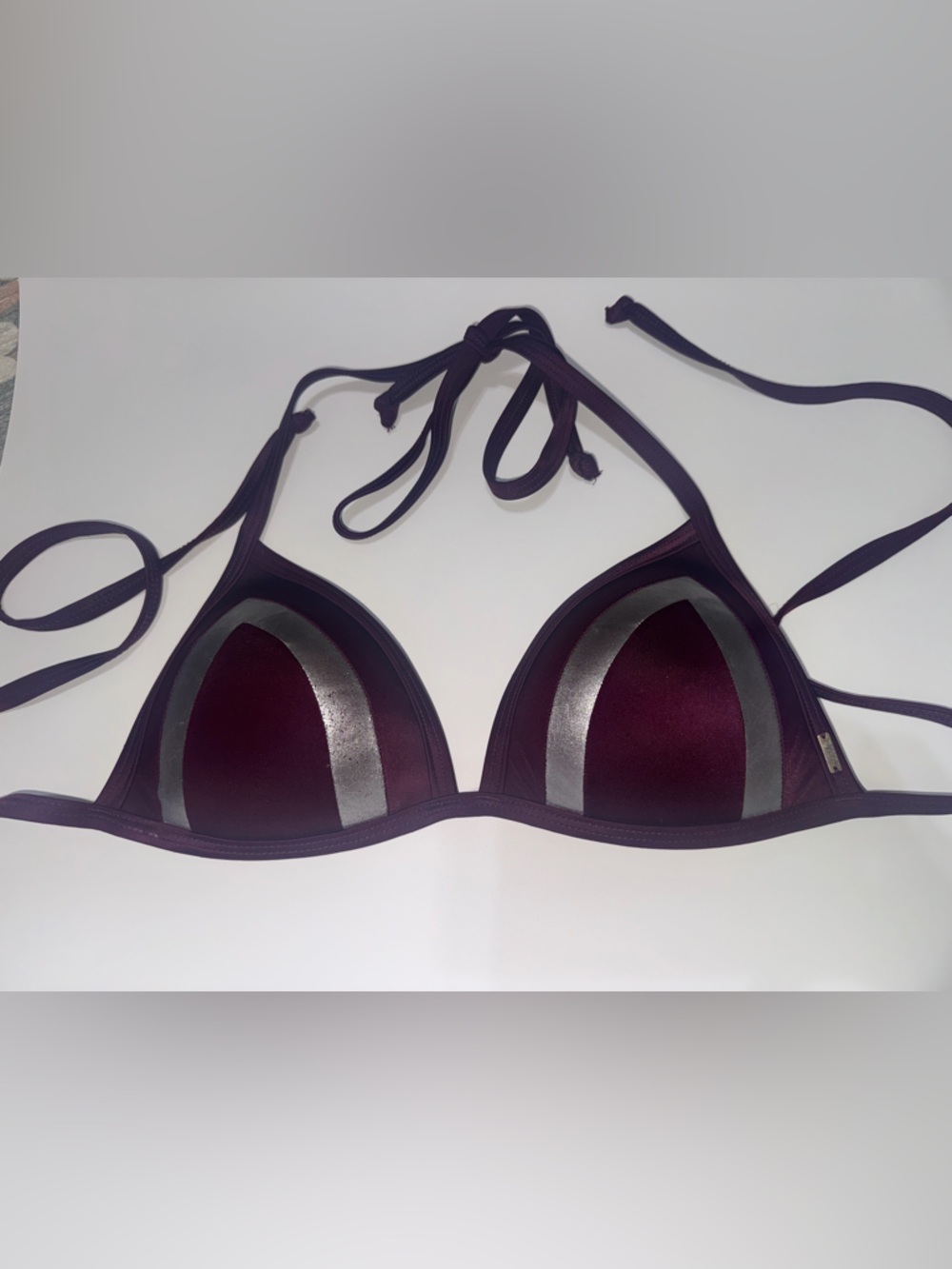 PINK Victoria's Secret Plum and Silver Triangle Bandeau Top